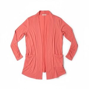 Torrid Super Soft Knits Ruched Sleeve Cardigan Wild Orange Coral Size 0 L 12 NWT